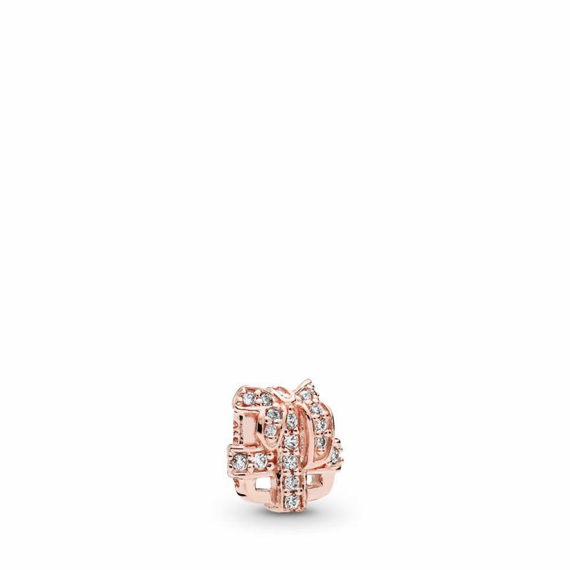 Pandora Rose™ All Wrapped Up Petite Locket Charm Ireland - Pandora Rose/Cubic Zirconia - 734869OEP